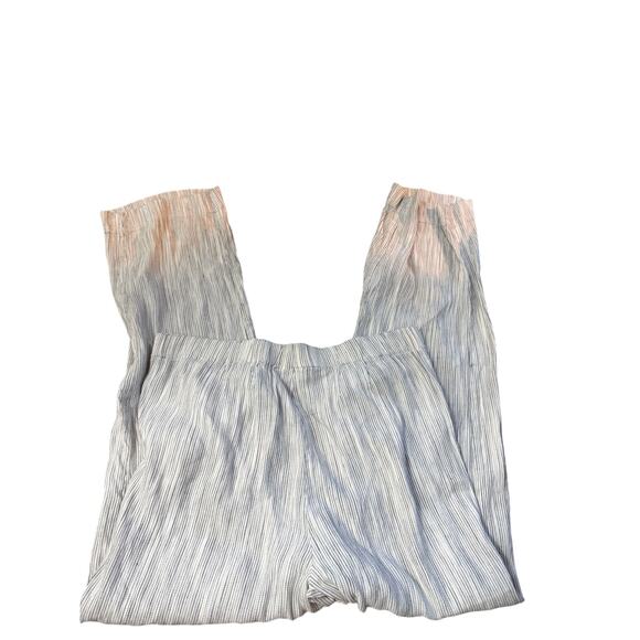 J. Jill Linen Pull On Lounge Pants 10 White Gray Stripe Beach Lightweight Casual - Picture 4 of 5